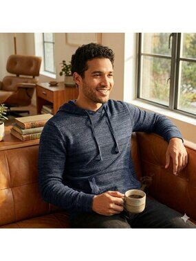 Artefact Mens Navy Blue Casual Loungewear Kangaroo Pocket Pullover Hoodie Medium